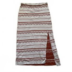 Free People Irreplaceable Midi Skirt Boho Printed Sweater Knit Pencil Women's XS